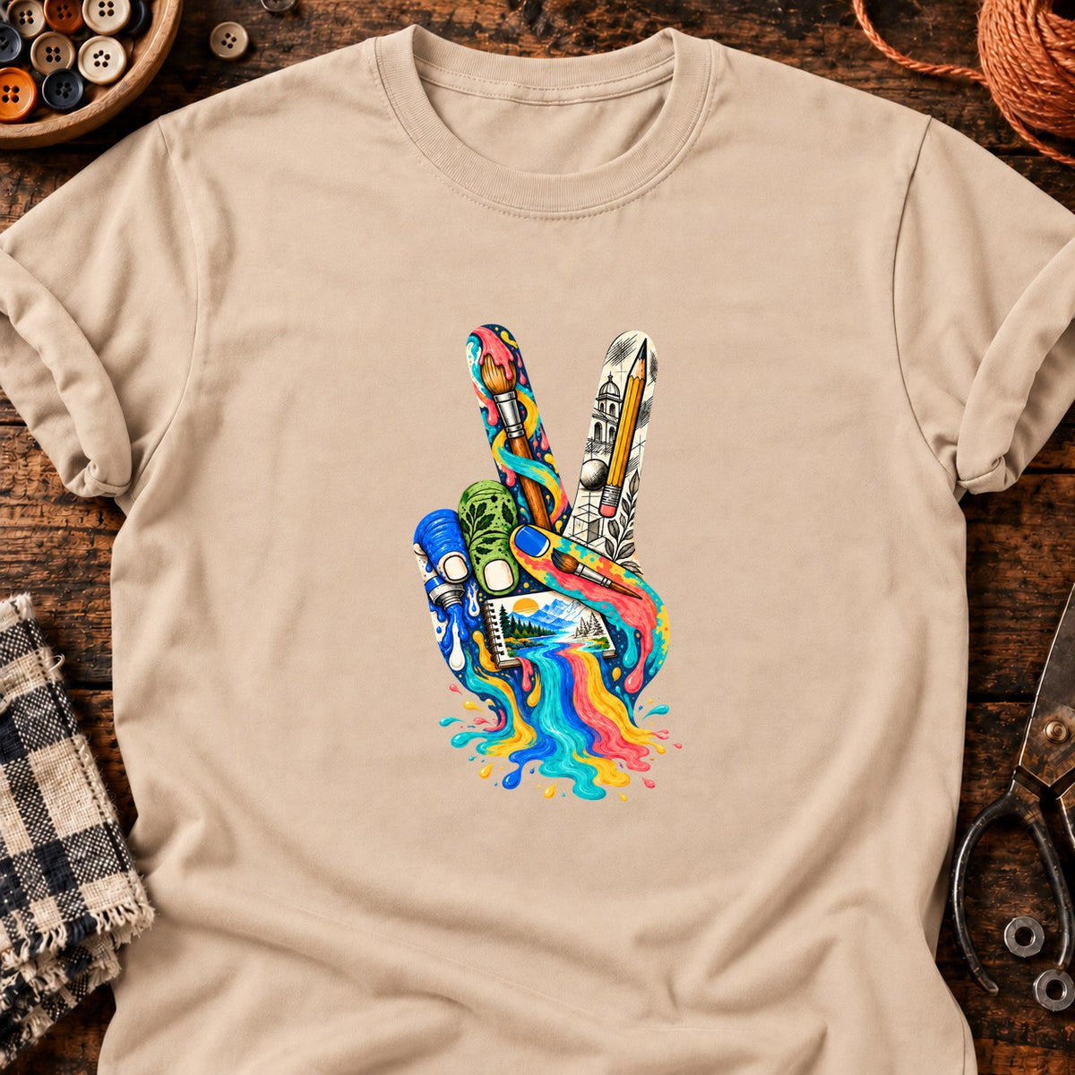 V peinture — T-shirt naturel