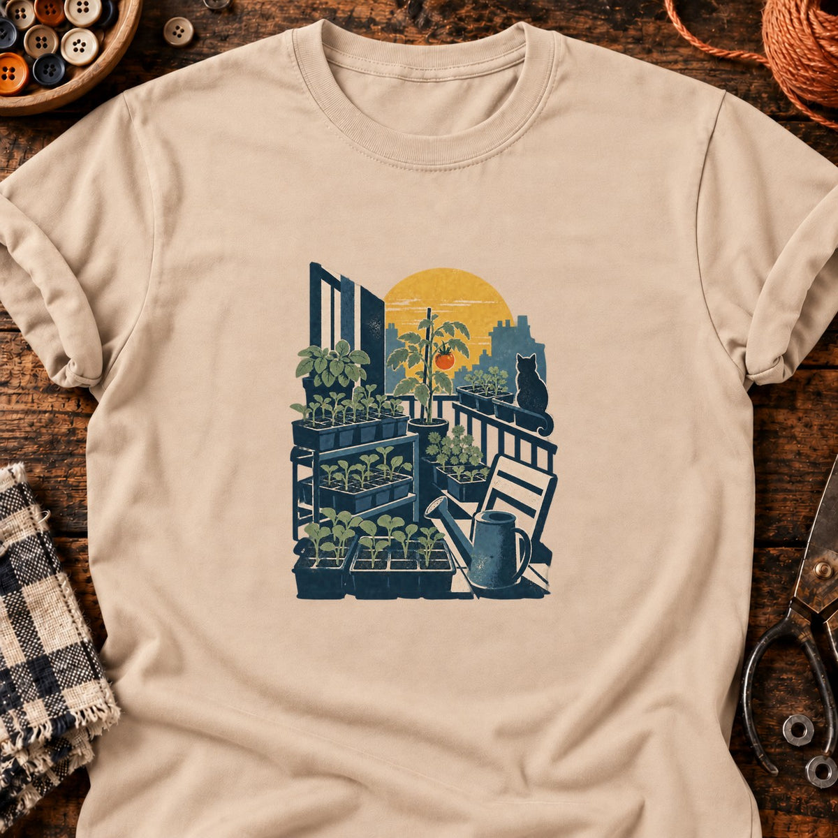 Balcon de semis et tomate rouge — T-shirt naturel