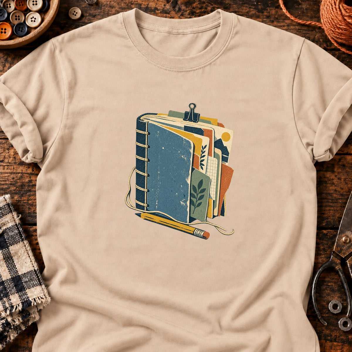 Carnet relié vintage — T-shirt naturel