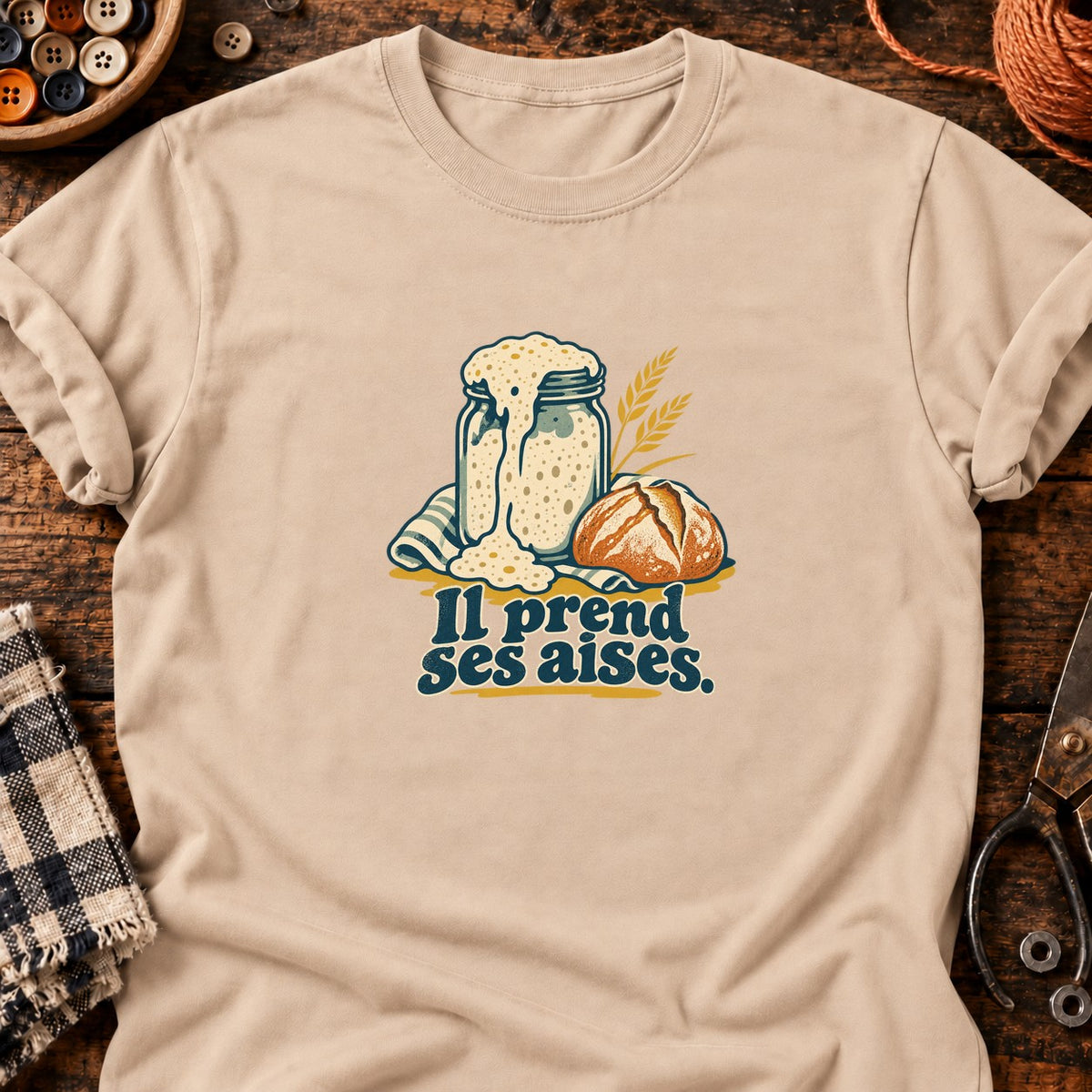 Levain débordant et pain rustique — T-shirt naturel