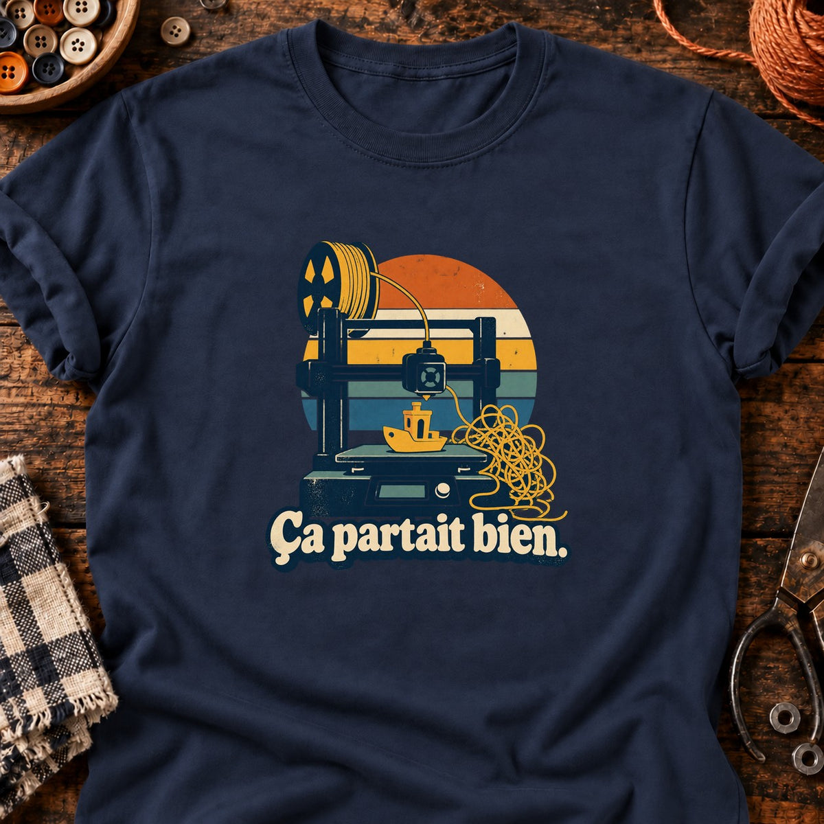 Imprimante 3D et benchy — T-shirt bleu marine