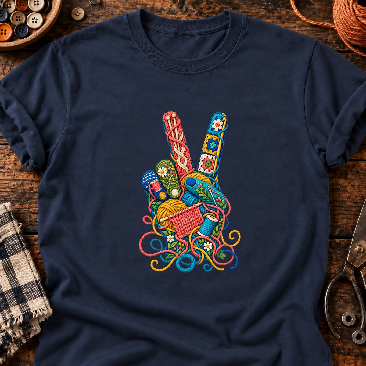 V tricot — T-shirt bleu marine