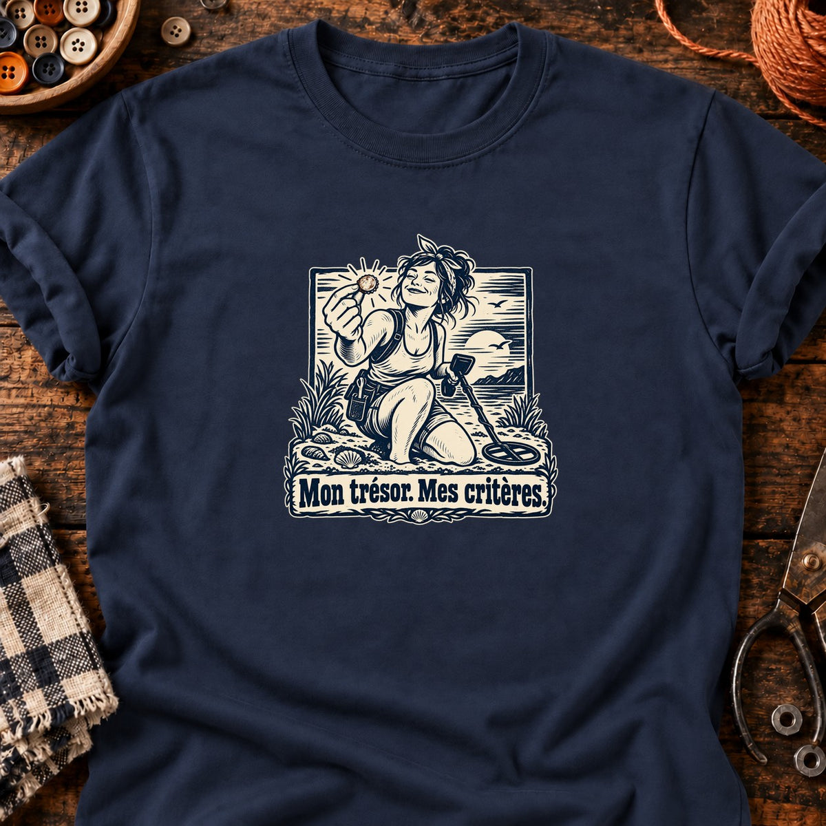 Chasseuse de trésors Mon trésor. Mes critères. — T-shirt bleu marine