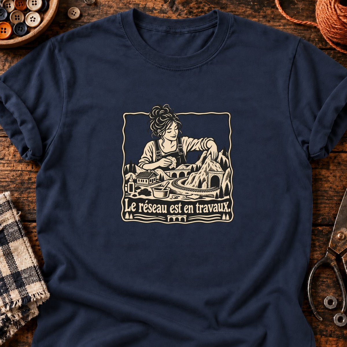 Paysagiste du réseau miniature — T-shirt bleu marine