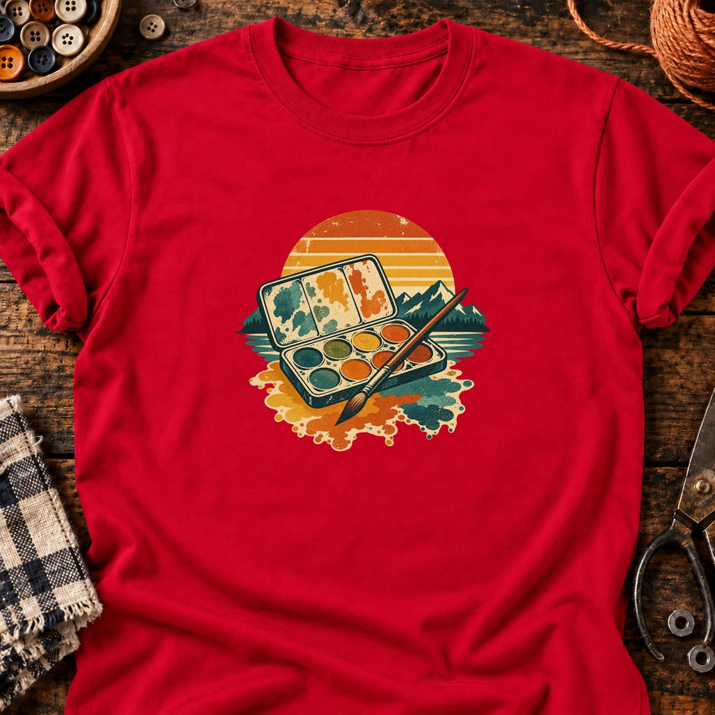 T-shirt Palette aquarelle rétro, coloris rouge