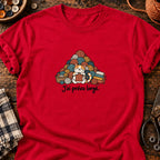 Chat tricoteur et montagnes de laine — T-shirt rouge