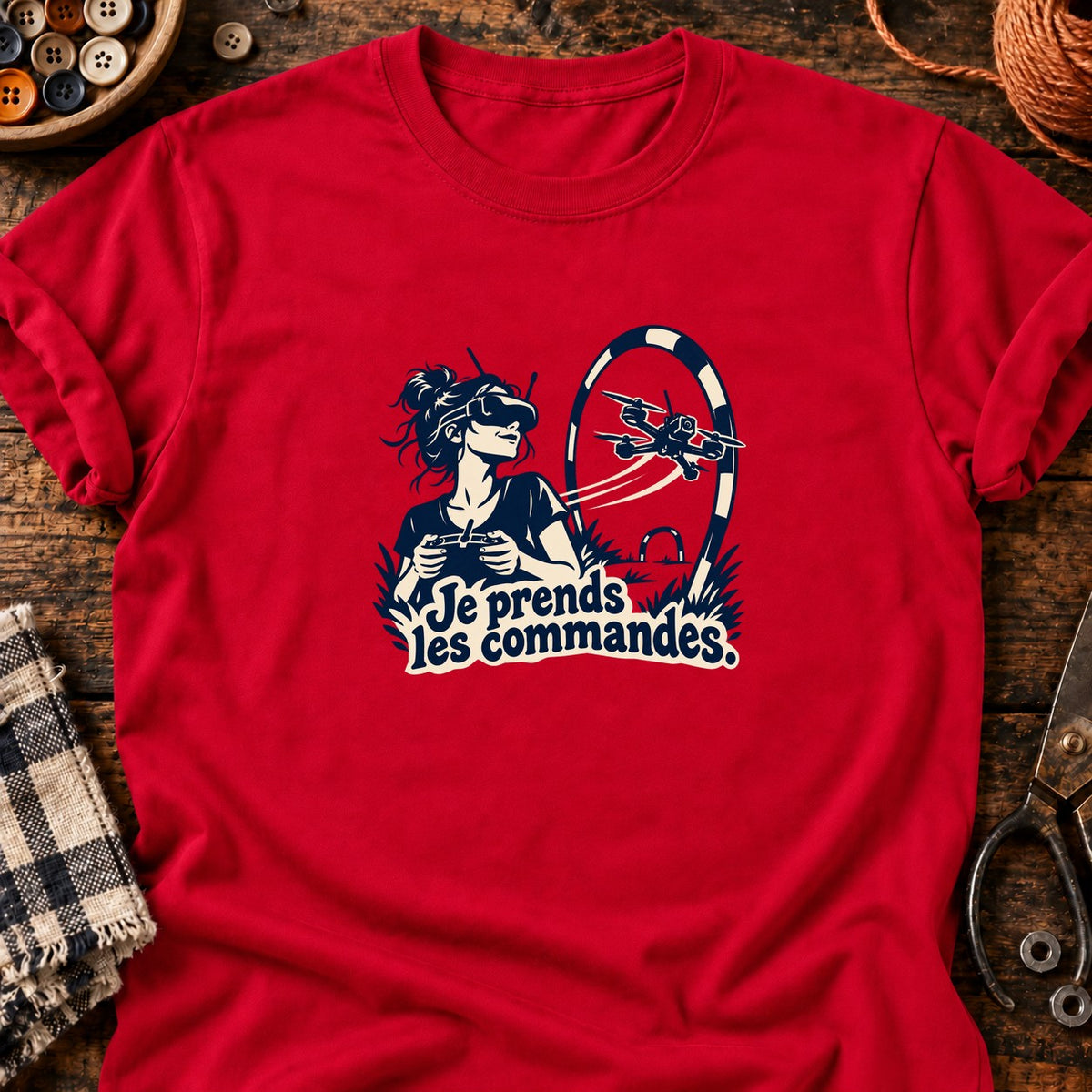 Pilote de drone Je prends les commandes — T-shirt rouge