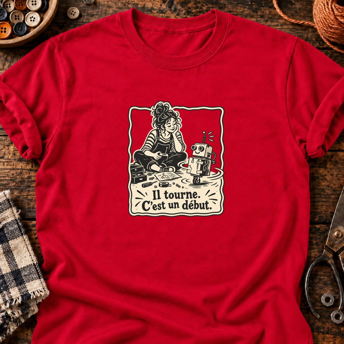 Robot qui tourne en rond — T-shirt rouge