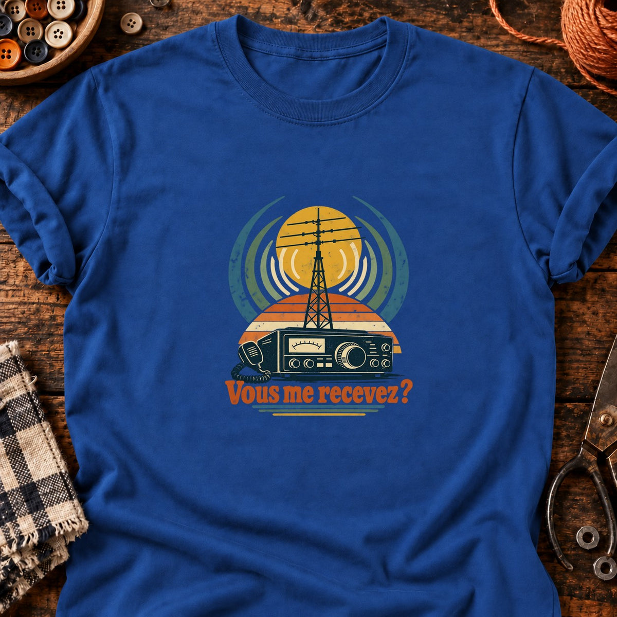 Vous me recevez ? Radio rétro — T-shirt bleu roi