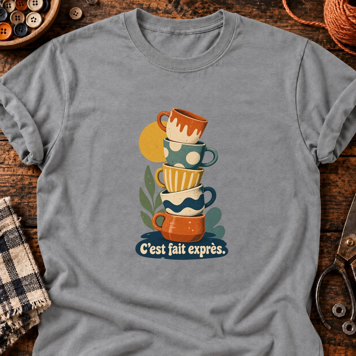 Tour de tasses décalées C’est fait exprès. — T-shirt gris chiné