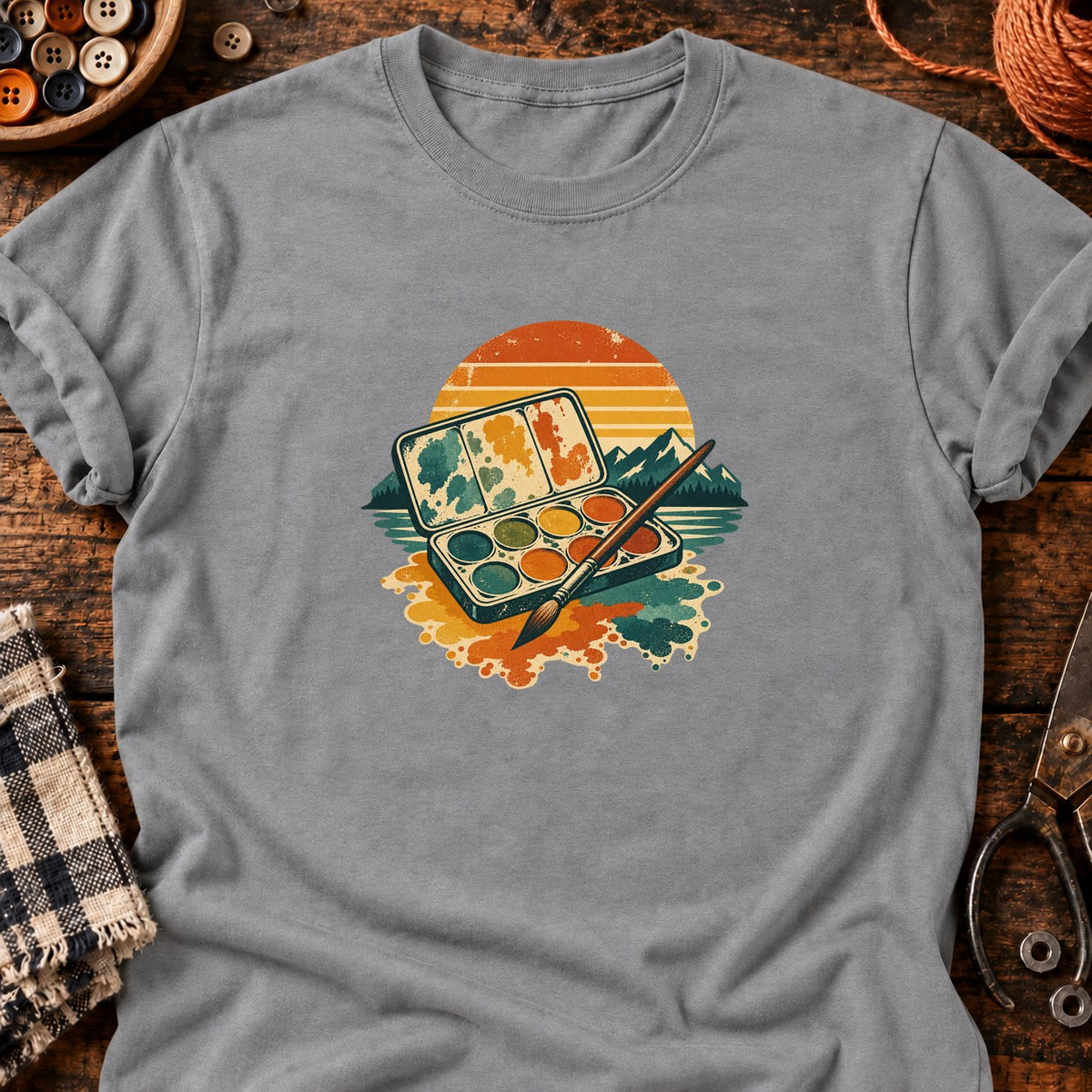 T-shirt Palette aquarelle rétro, coloris gris sport