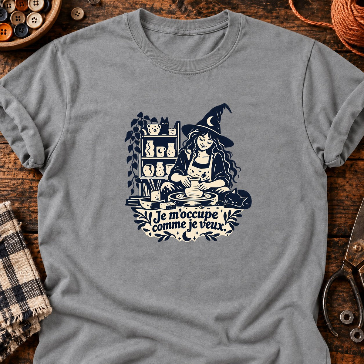 Sorcière potière Je m’occupe comme je veux — T-shirt gris chiné