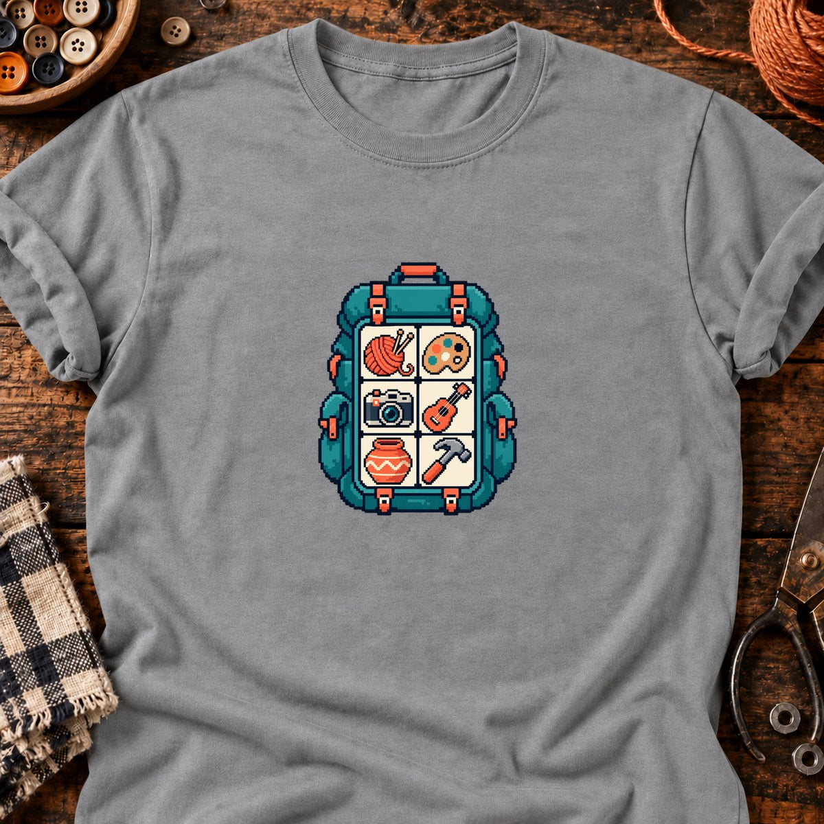 Jamais sans mon bazar — T-shirt gris chiné