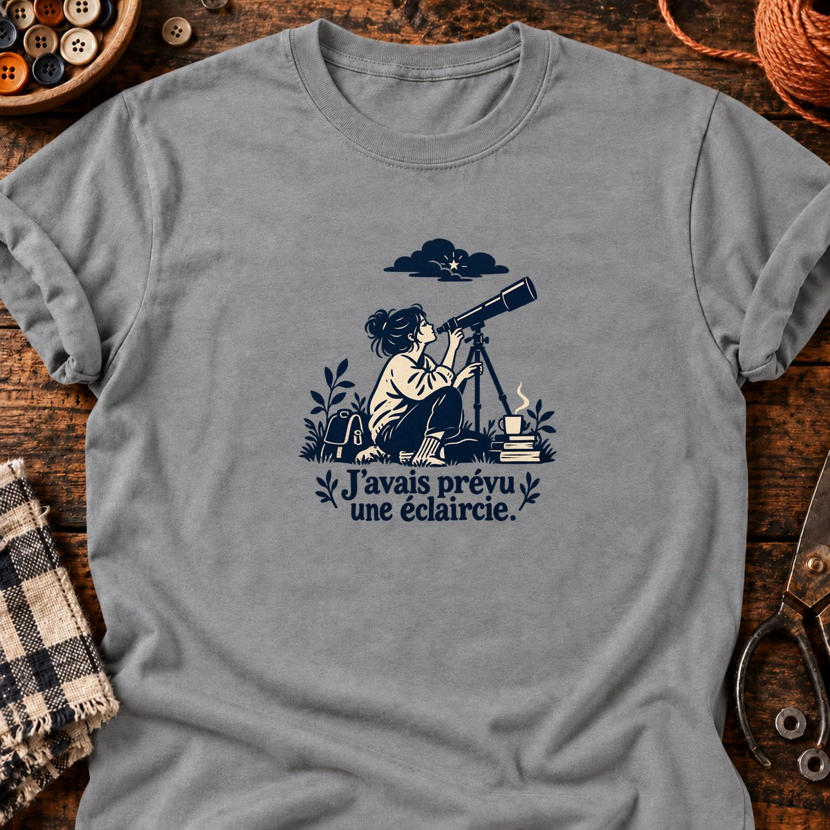 Astronome — J’avais prévu une éclaircie — T-shirt gris chiné