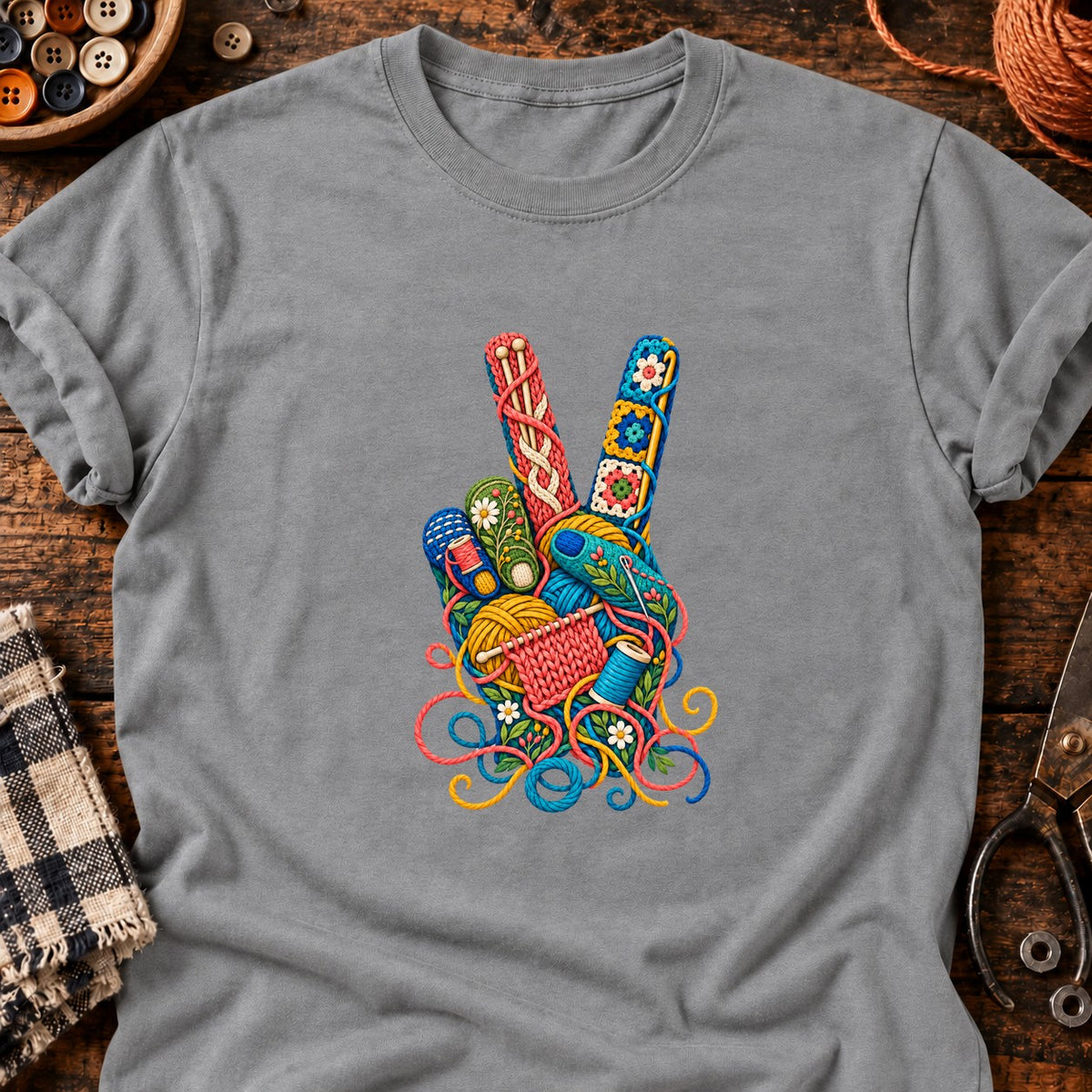 V tricot — T-shirt gris chiné