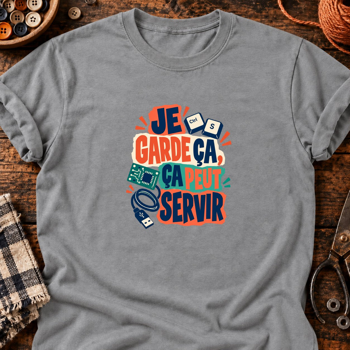 Ça peut servir - Ordinateur — T-shirt gris chiné