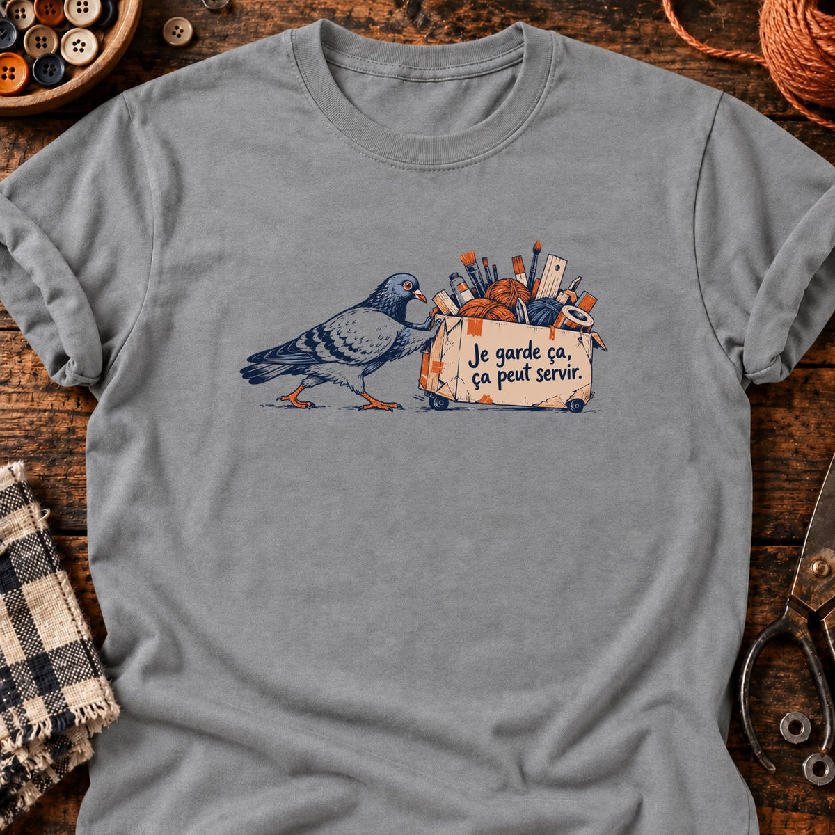 Pigeon - Je garde ça — T-shirt gris chiné