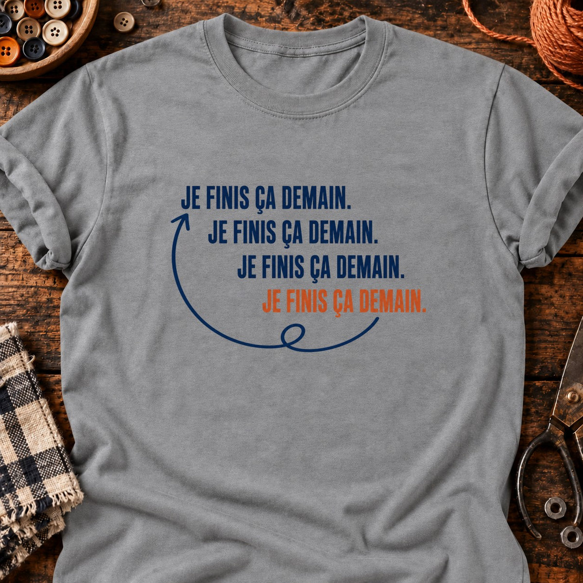 Je finis ça demain — T-shirt gris chiné