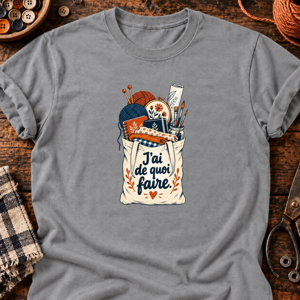 J'ai de quoi faire — T-shirt gris chiné