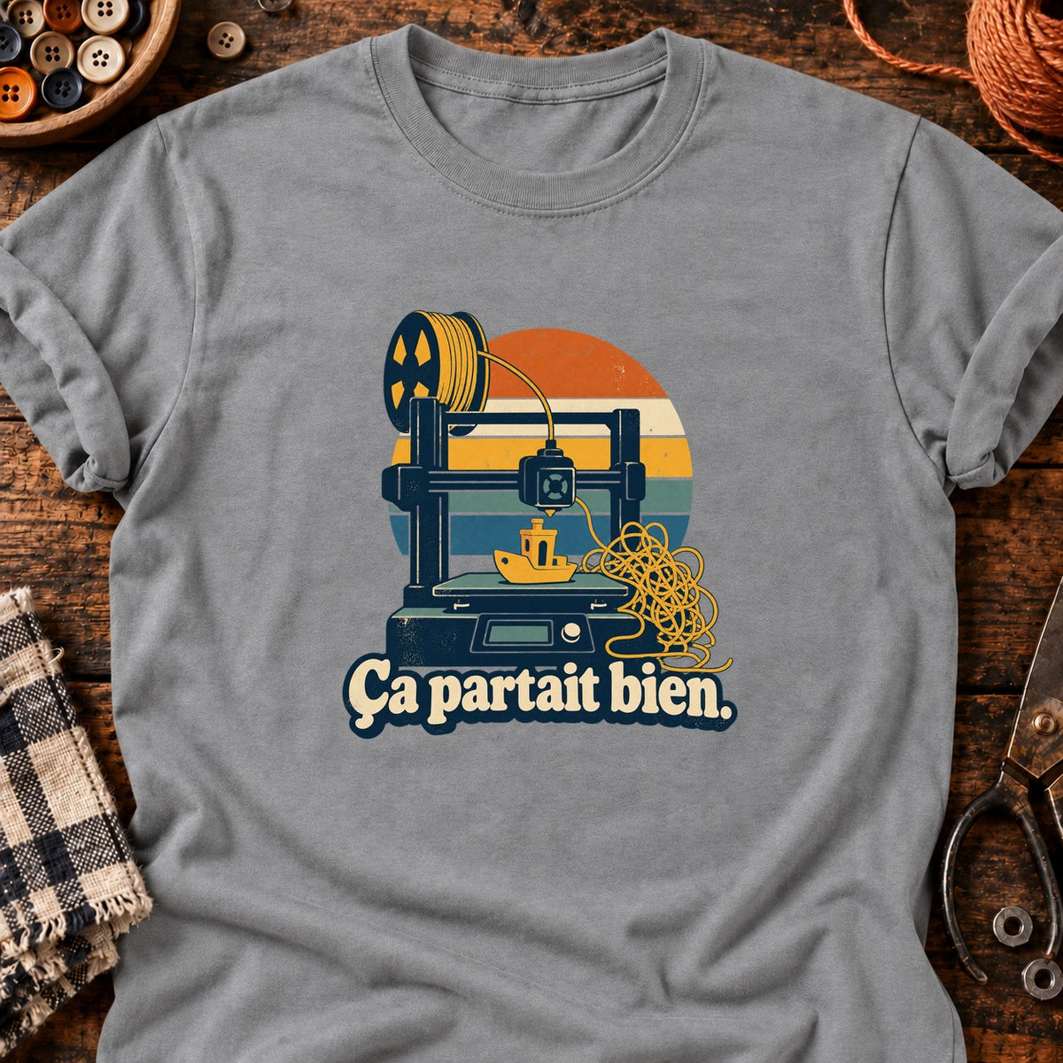Imprimante 3D et benchy — T-shirt gris chiné