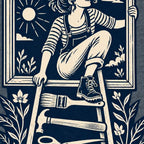 Femme libre sur échelle d’outils T-Shirt — video