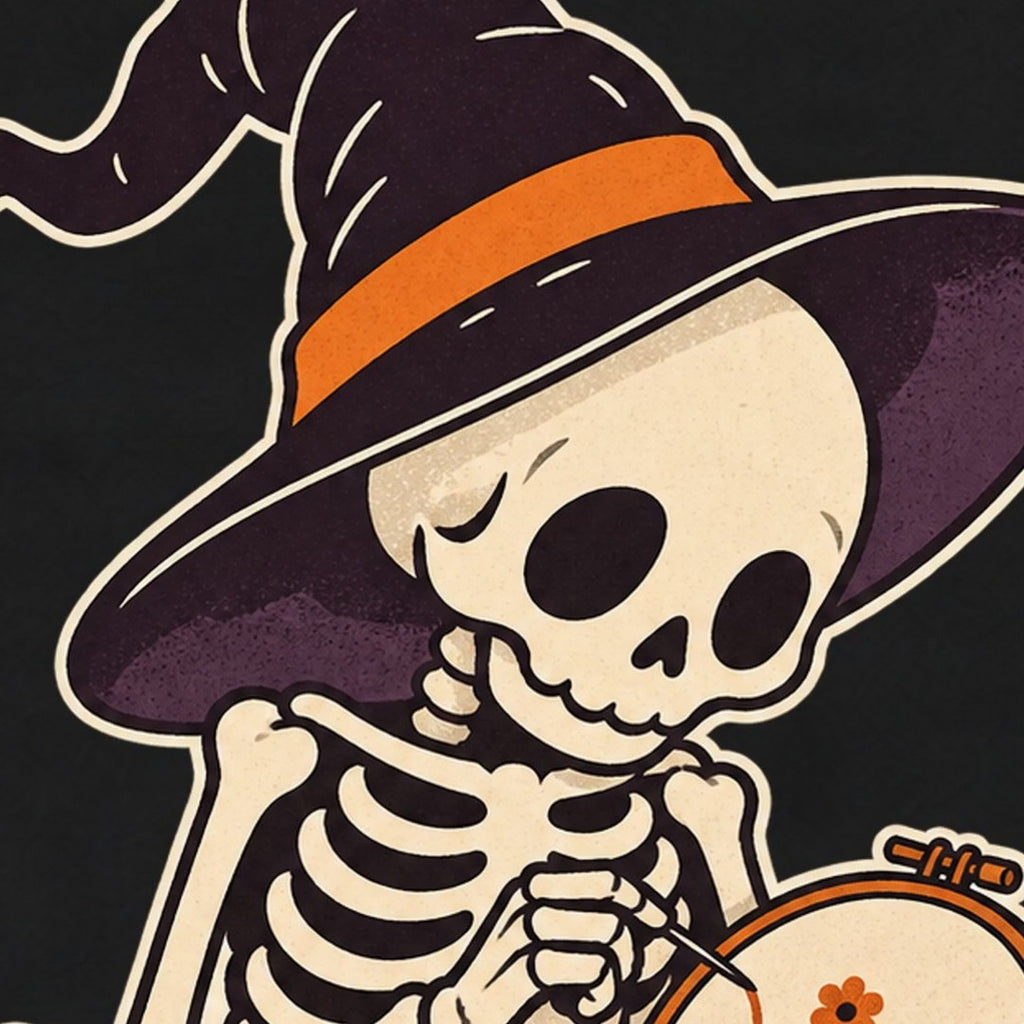 Skeleton Embroidering Flower T-Shirt — video