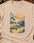 Plage et buvette en linogravure T-Shirt — video