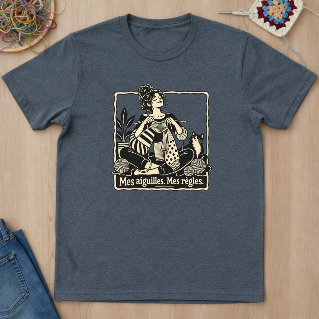 Mes aiguilles. Mes règles. Femme tricotant T-Shirt — video